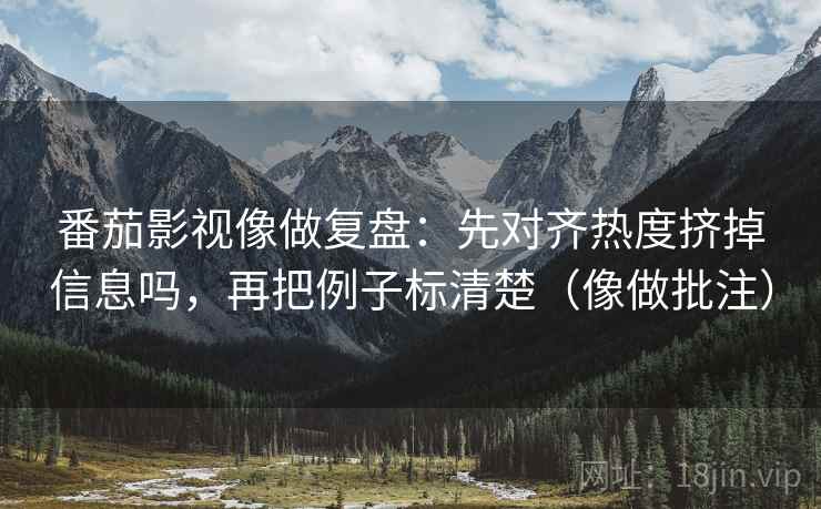 番茄影视像做复盘：先对齐热度挤掉信息吗，再把例子标清楚（像做批注）